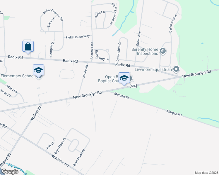 map of restaurants, bars, coffee shops, grocery stores, and more near 1001 New Brooklyn Road in Monroe