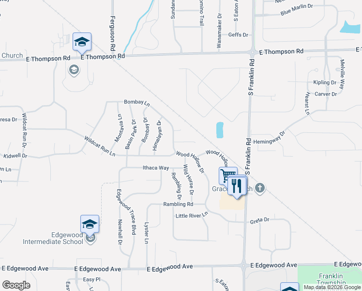 map of restaurants, bars, coffee shops, grocery stores, and more near 8110 Red Barn Court in Indianapolis