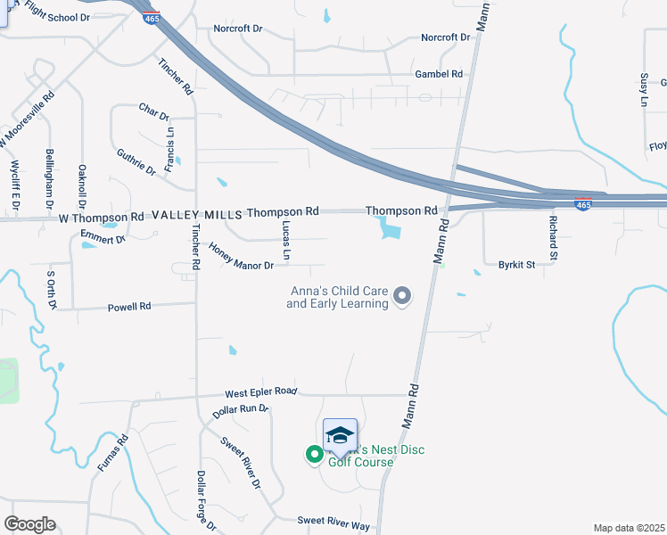 map of restaurants, bars, coffee shops, grocery stores, and more near 5204 Honey Manor Drive in Indianapolis