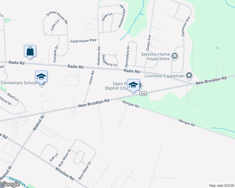 map of restaurants, bars, coffee shops, grocery stores, and more near 1001 New Brooklyn Road in Monroe