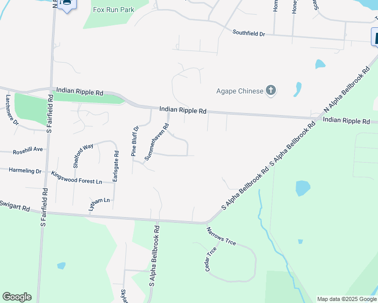 map of restaurants, bars, coffee shops, grocery stores, and more near 3164 Birchall Drive in Dayton