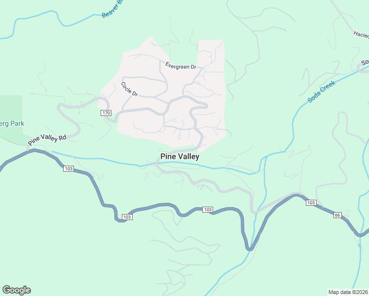 map of restaurants, bars, coffee shops, grocery stores, and more near in Pine Valley