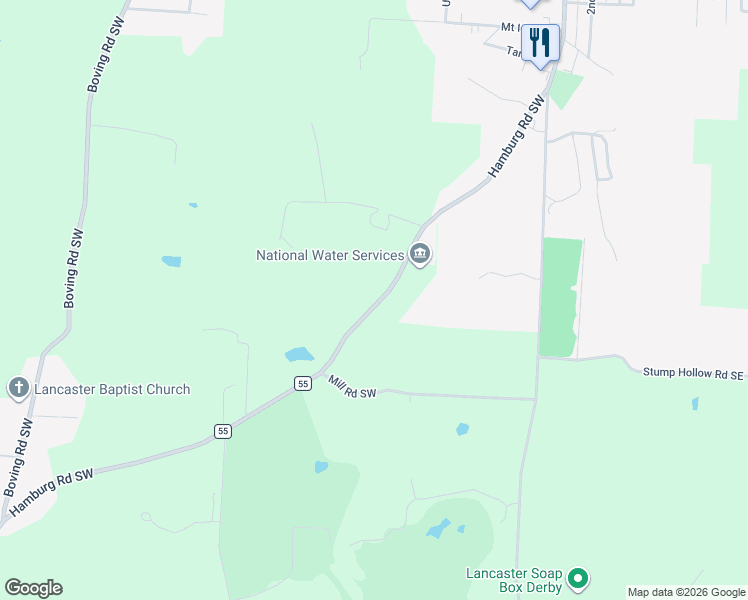 map of restaurants, bars, coffee shops, grocery stores, and more near 414 Hamburg Road Southwest in Lancaster