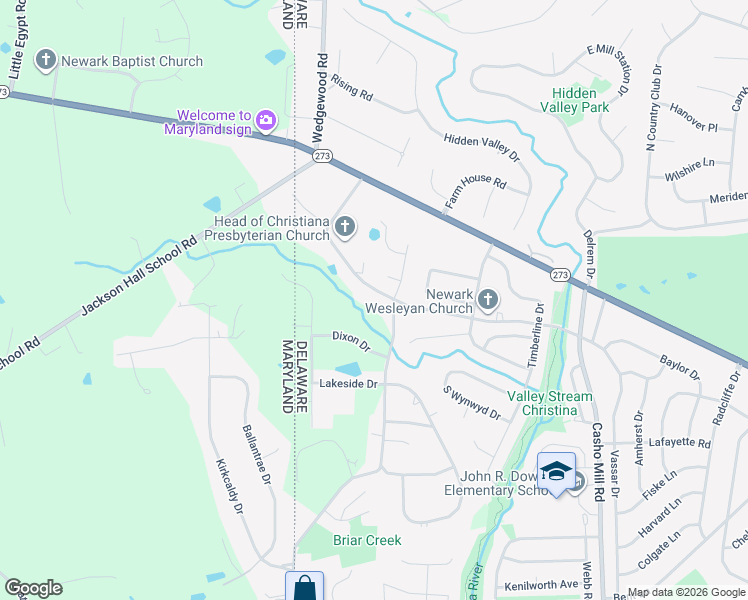 map of restaurants, bars, coffee shops, grocery stores, and more near 1015 West Church Road in Newark