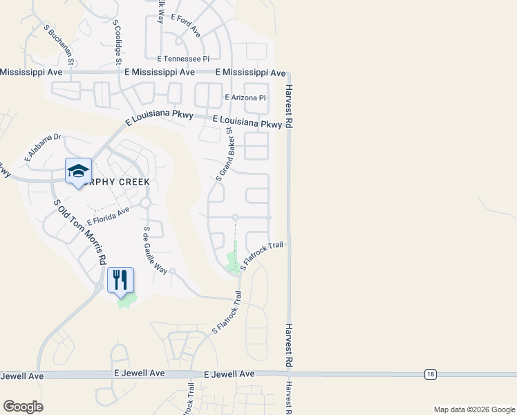 map of restaurants, bars, coffee shops, grocery stores, and more near 1465 South Haleyville Circle in Aurora