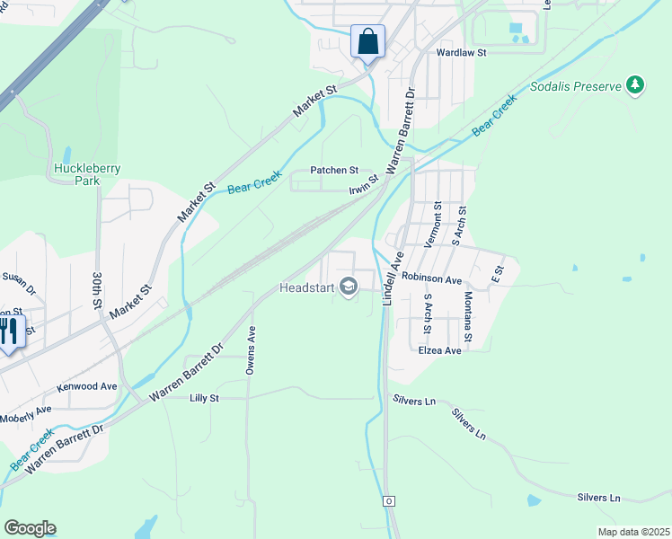 map of restaurants, bars, coffee shops, grocery stores, and more near 1999 Robinson Avenue in Hannibal