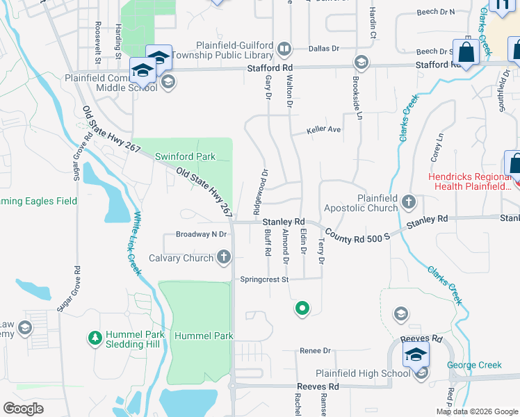 map of restaurants, bars, coffee shops, grocery stores, and more near 1004 Stanley Road in Plainfield