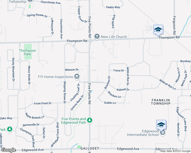 map of restaurants, bars, coffee shops, grocery stores, and more near 5328 Kidwell Circle in Indianapolis