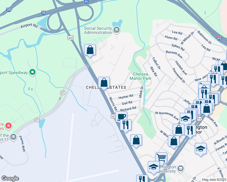 map of restaurants, bars, coffee shops, grocery stores, and more near 21 Paul Road in Wilmington Manor