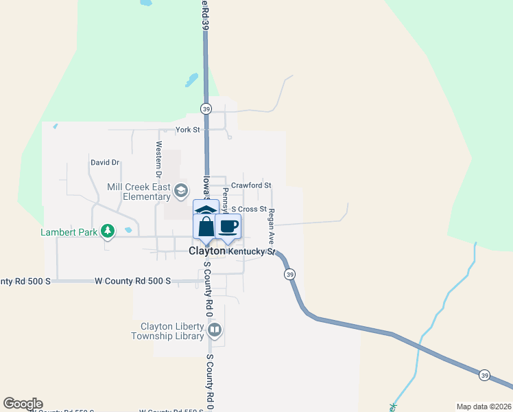 map of restaurants, bars, coffee shops, grocery stores, and more near 156 South Cross Street in Clayton