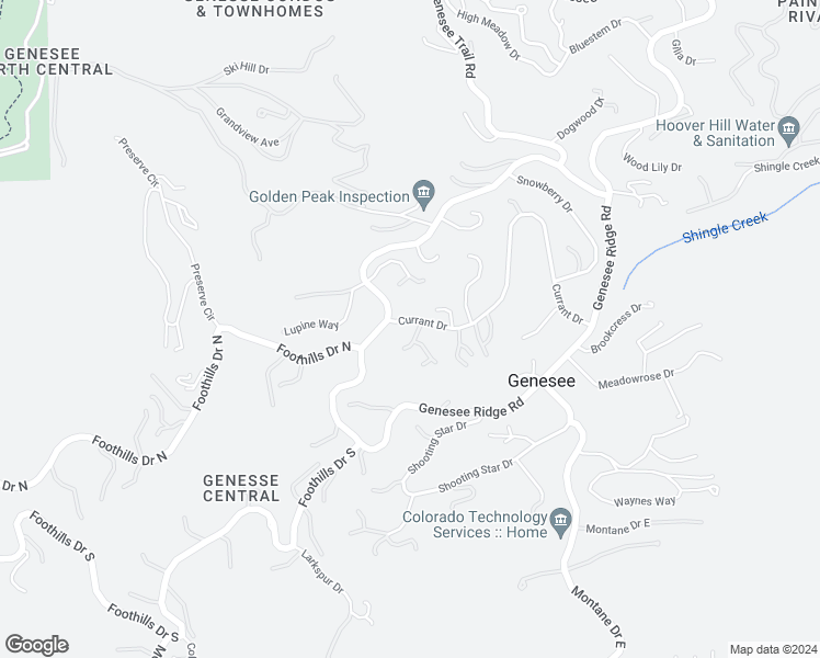 map of restaurants, bars, coffee shops, grocery stores, and more near 24406 Currant Drive in Golden