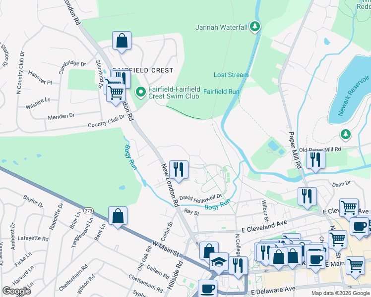 map of restaurants, bars, coffee shops, grocery stores, and more near in Newark