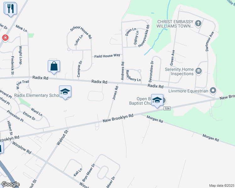 map of restaurants, bars, coffee shops, grocery stores, and more near 620 Jones Road in Monroe