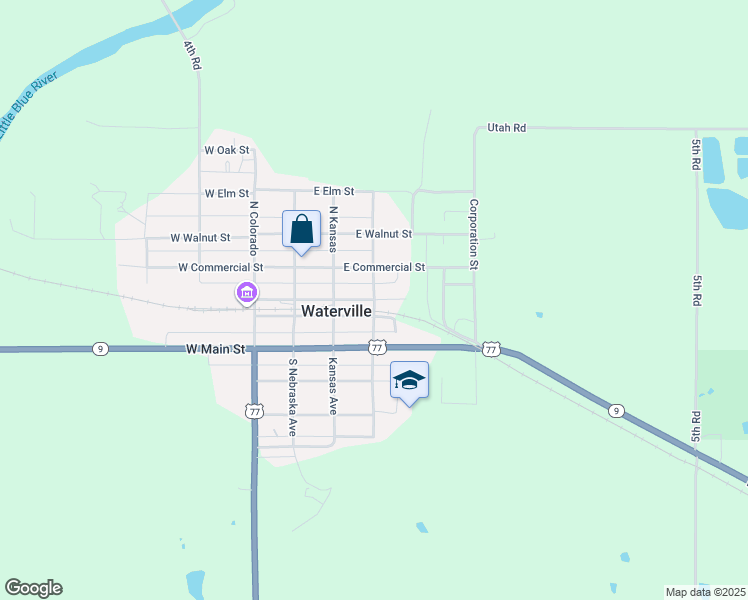 map of restaurants, bars, coffee shops, grocery stores, and more near 300 East Front Street in Waterville