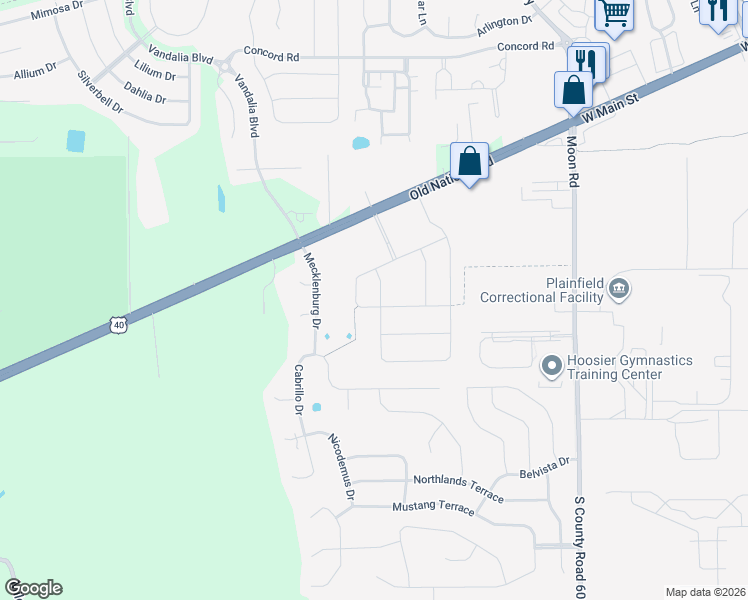 map of restaurants, bars, coffee shops, grocery stores, and more near 4774 Marshall Drive in Plainfield