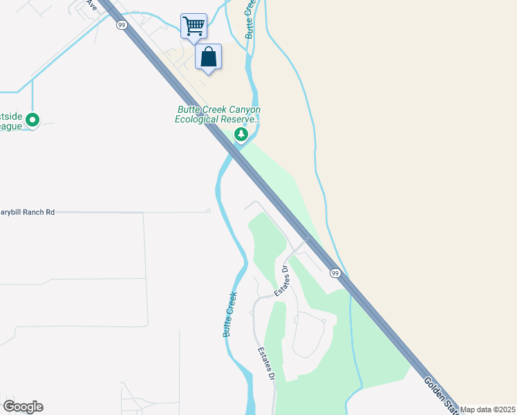 map of restaurants, bars, coffee shops, grocery stores, and more near 10680 Player Lane in Chico