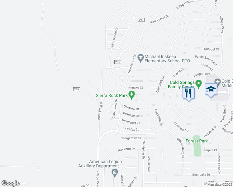 map of restaurants, bars, coffee shops, grocery stores, and more near 17880 Sweet Gum Court in Reno