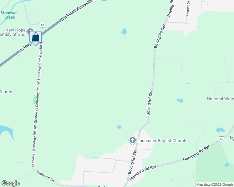 map of restaurants, bars, coffee shops, grocery stores, and more near 2373 Boving Road Southwest in Lancaster