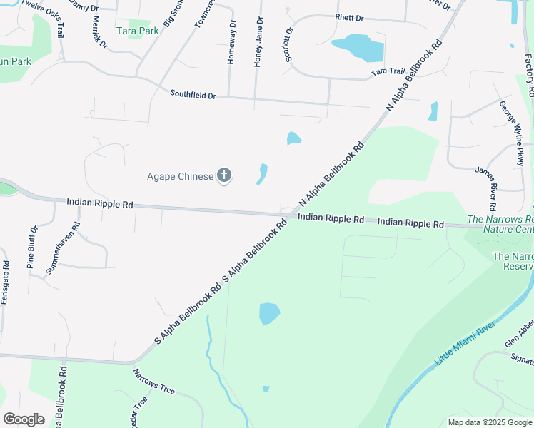 map of restaurants, bars, coffee shops, grocery stores, and more near 45 South Alpha Bellbrook Road in Xenia