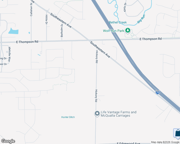 map of restaurants, bars, coffee shops, grocery stores, and more near 5252 Hickory Road in Indianapolis