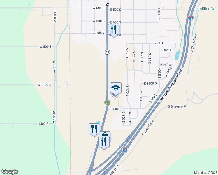 map of restaurants, bars, coffee shops, grocery stores, and more near in Nephi
