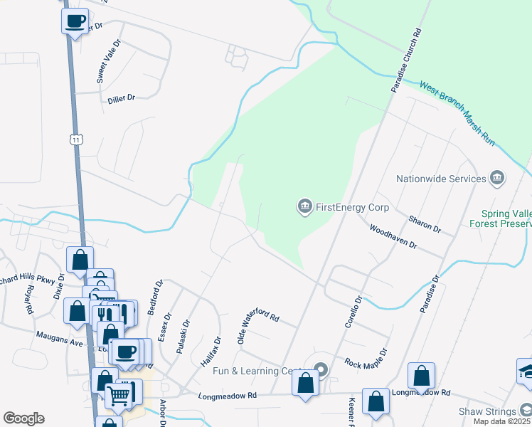 map of restaurants, bars, coffee shops, grocery stores, and more near 13815 Pulaski Drive in Hagerstown