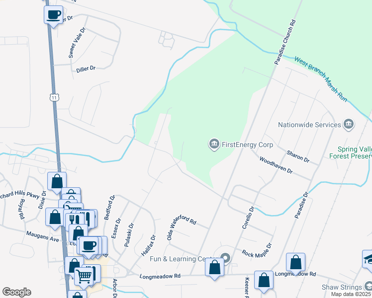 map of restaurants, bars, coffee shops, grocery stores, and more near 13815 Pulaski Drive in Hagerstown