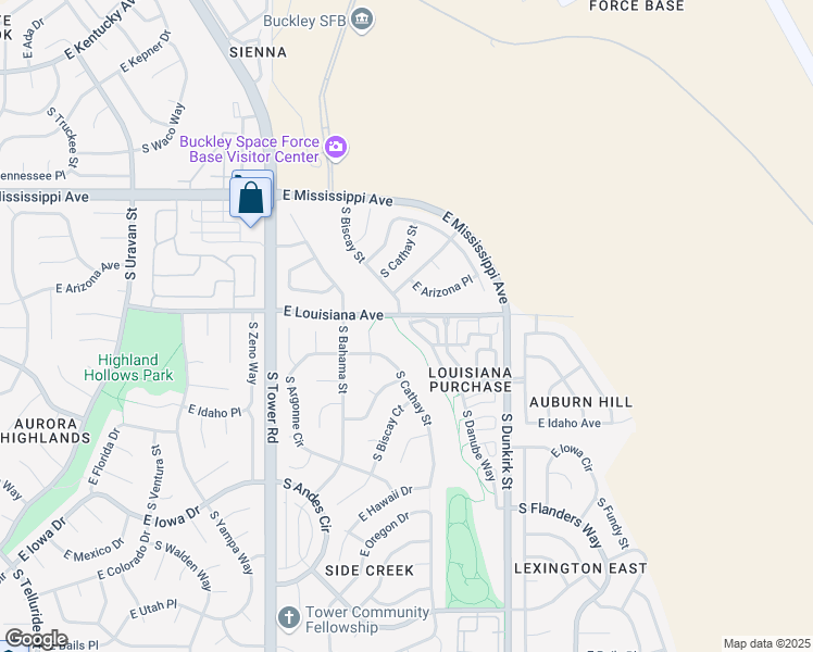 map of restaurants, bars, coffee shops, grocery stores, and more near 1295 South Biscay Street in Aurora