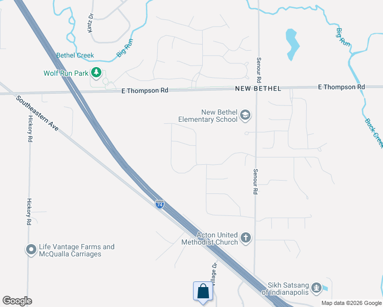 map of restaurants, bars, coffee shops, grocery stores, and more near 5340 Senour Road in Indianapolis