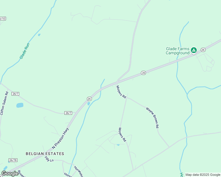map of restaurants, bars, coffee shops, grocery stores, and more near West Virginia 26 in Bruceton Mills