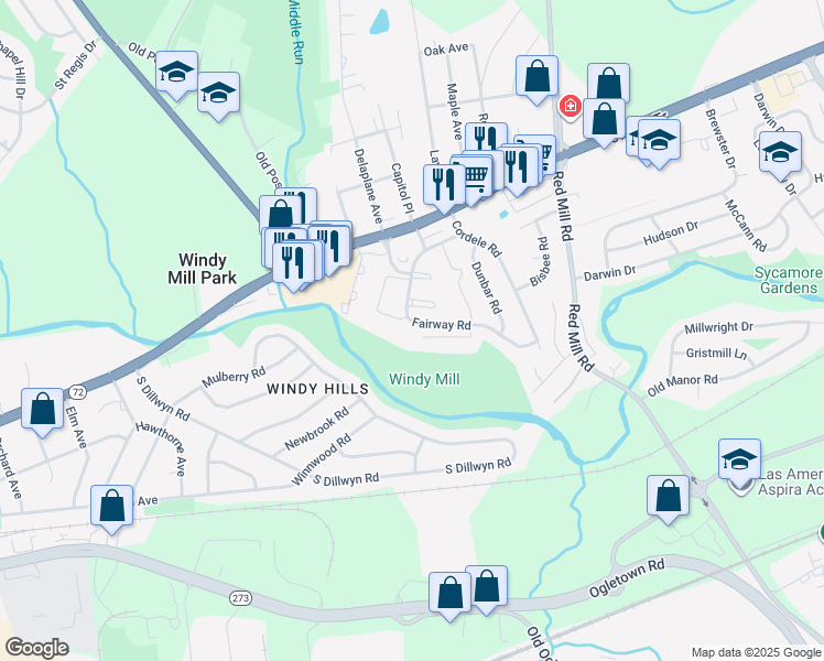 map of restaurants, bars, coffee shops, grocery stores, and more near 42 Fairway Road in Newark