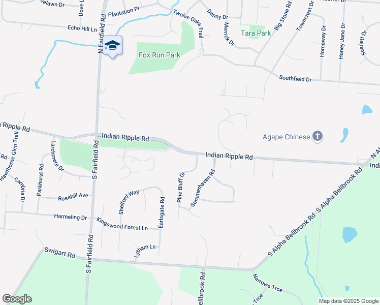 map of restaurants, bars, coffee shops, grocery stores, and more near 3305 Indian Ripple Road in Beavercreek