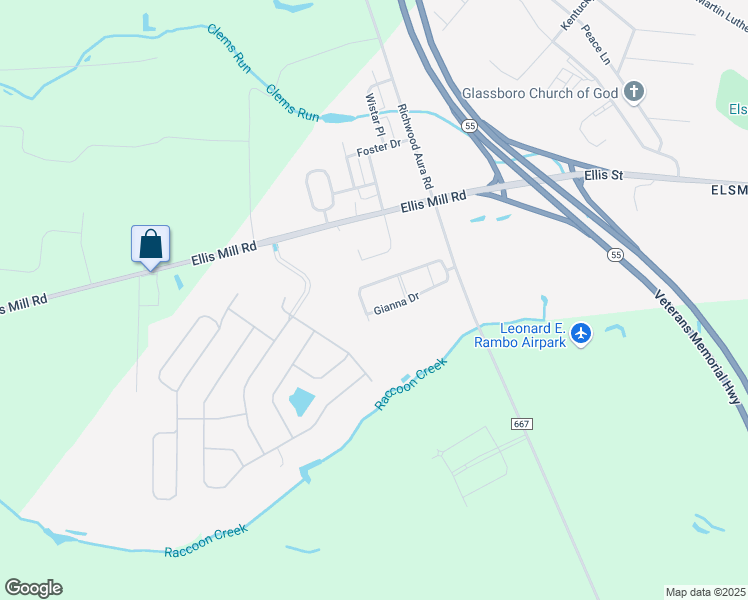 map of restaurants, bars, coffee shops, grocery stores, and more near 2416 Gianna Drive in Glassboro