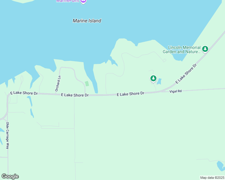 map of restaurants, bars, coffee shops, grocery stores, and more near 2487-2499 East Lake Shore Drive in Springfield