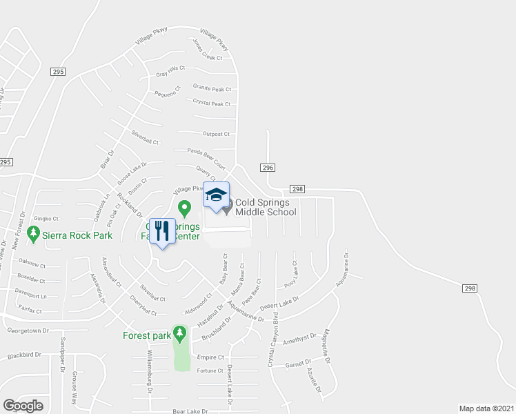 map of restaurants, bars, coffee shops, grocery stores, and more near 18231 Grizzly Bear Court in Reno