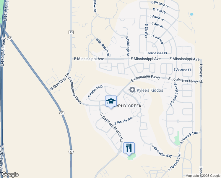 map of restaurants, bars, coffee shops, grocery stores, and more near 23842 East Alabama Drive in Aurora