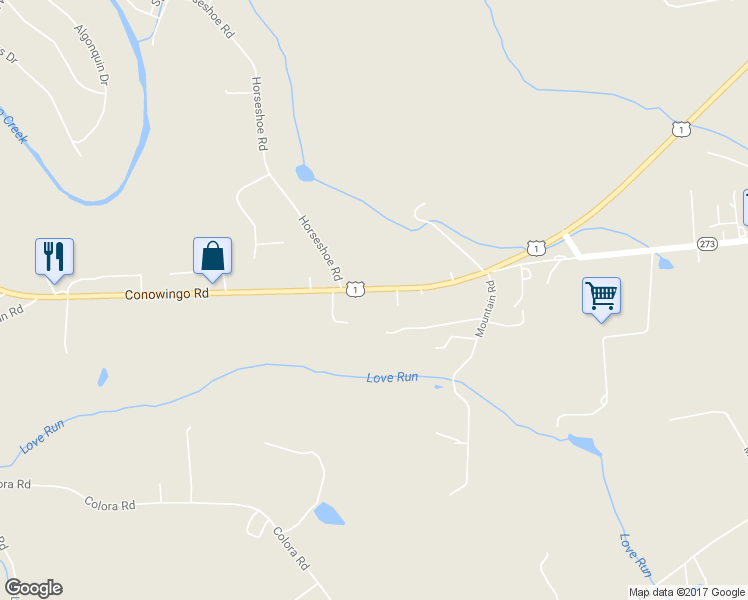 map of restaurants, bars, coffee shops, grocery stores, and more near 1960 Conowingo Road in Rising Sun