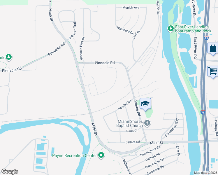 map of restaurants, bars, coffee shops, grocery stores, and more near 1888 Amelia Way in Moraine