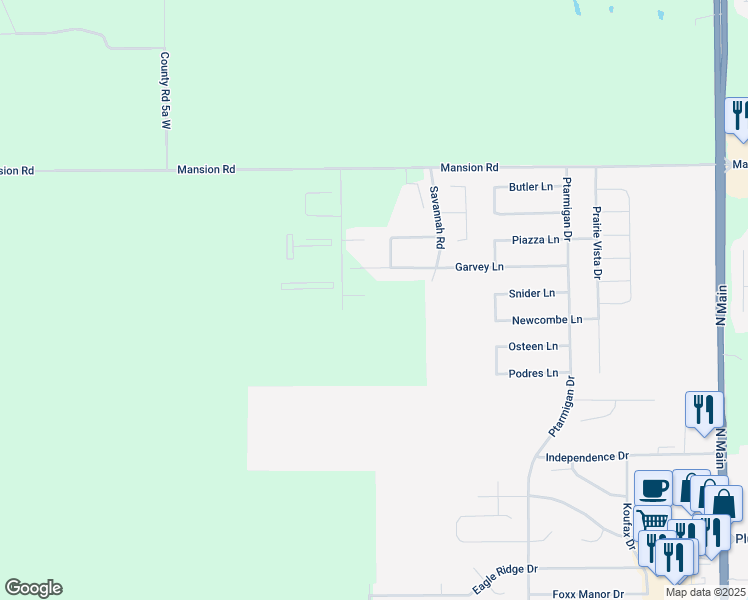 map of restaurants, bars, coffee shops, grocery stores, and more near Garvey Lane in Chatham