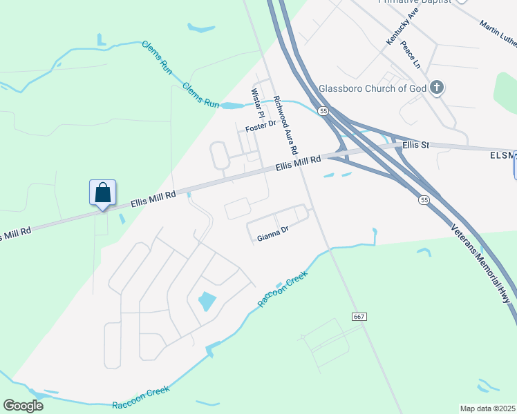 map of restaurants, bars, coffee shops, grocery stores, and more near 117 Jonagold Drive in Glassboro