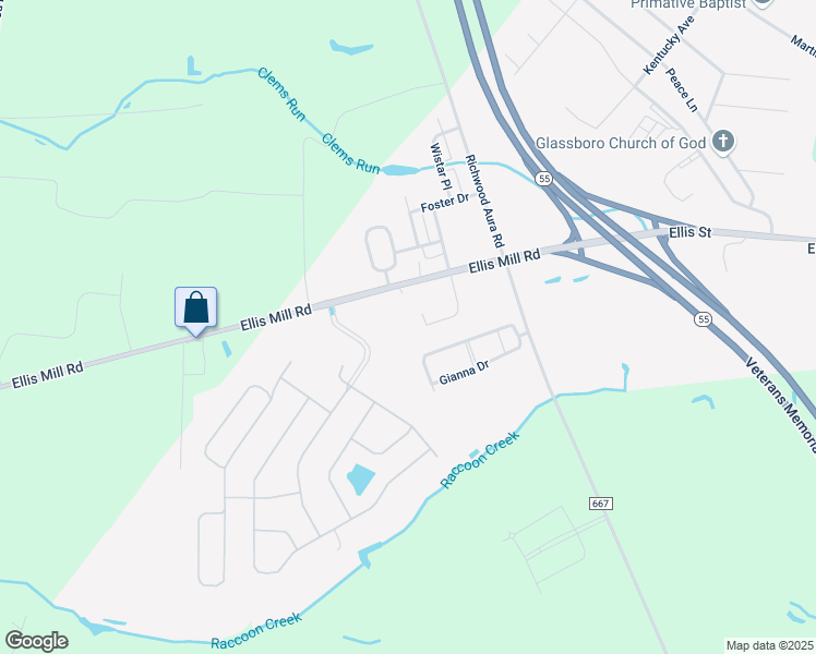 map of restaurants, bars, coffee shops, grocery stores, and more near 214 Macoun Way in Glassboro