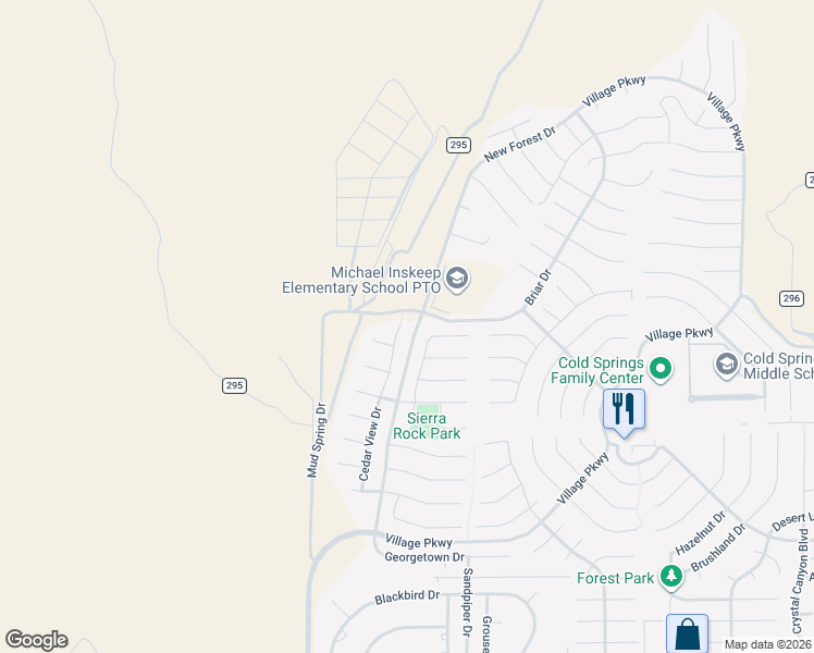 map of restaurants, bars, coffee shops, grocery stores, and more near 18276 Cedar View Drive in Reno