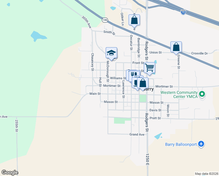 map of restaurants, bars, coffee shops, grocery stores, and more near 400-498 Mortimer Street in Barry