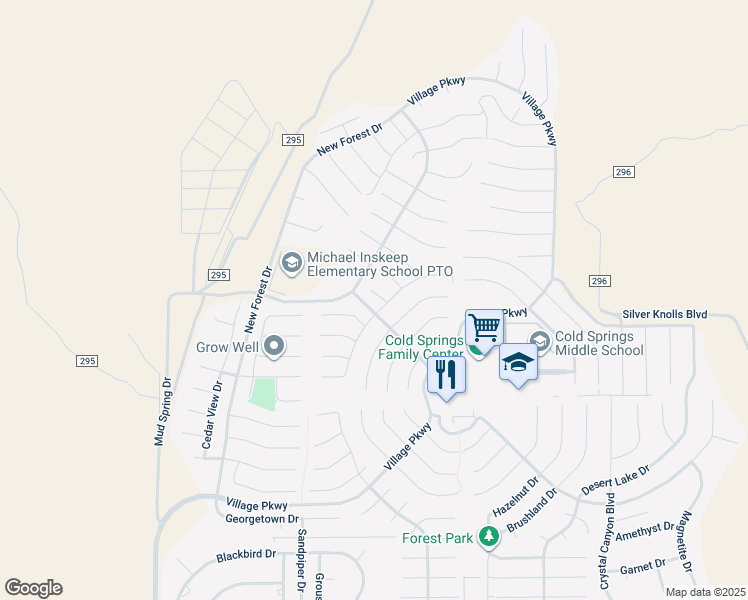 map of restaurants, bars, coffee shops, grocery stores, and more near 17610 Trout Court in Reno