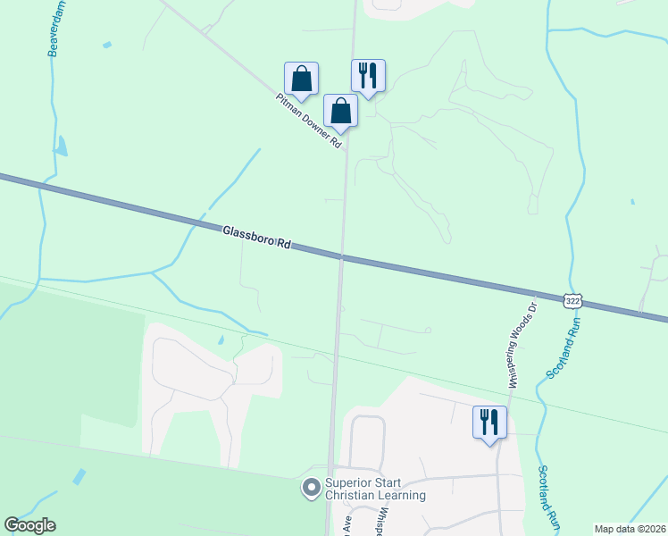 map of restaurants, bars, coffee shops, grocery stores, and more near 2299 Fries Mill Road in Monroe