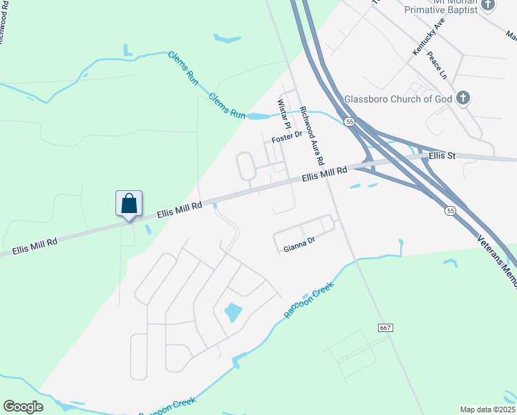 map of restaurants, bars, coffee shops, grocery stores, and more near 214 Macoun Way in Glassboro