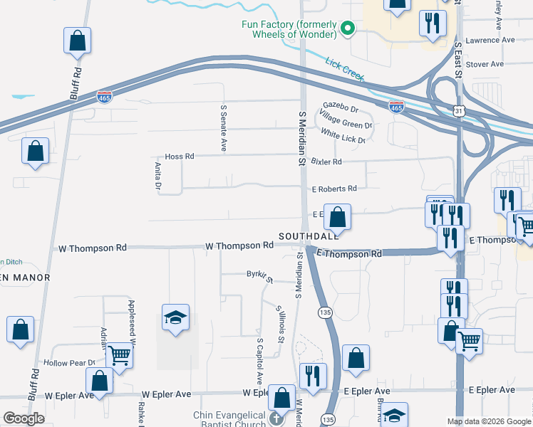 map of restaurants, bars, coffee shops, grocery stores, and more near 70 West Elbert Street in Indianapolis