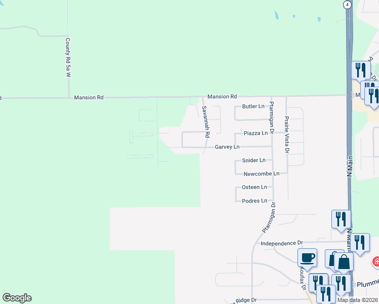 map of restaurants, bars, coffee shops, grocery stores, and more near 608 Garvey Lane in Chatham