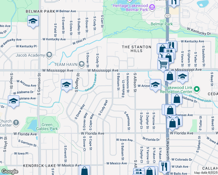 map of restaurants, bars, coffee shops, grocery stores, and more near 1229 South Brentwood Street in Lakewood
