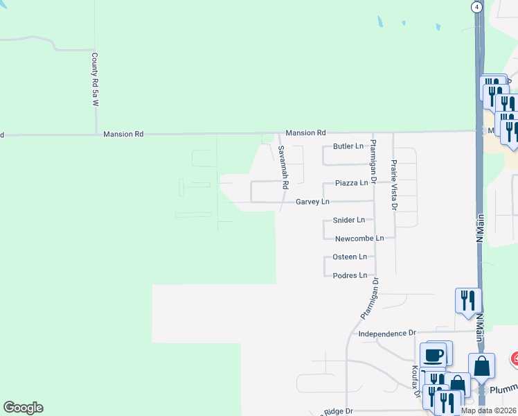 map of restaurants, bars, coffee shops, grocery stores, and more near 608 Garvey Lane in Chatham